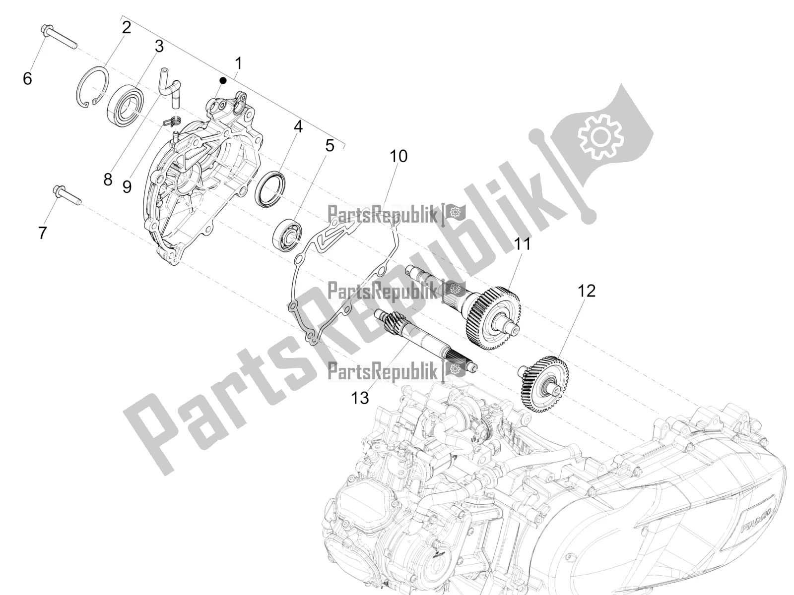 Tutte le parti per il Unità Di Riduzione del Piaggio Medley 125 4T IE ABS 2019