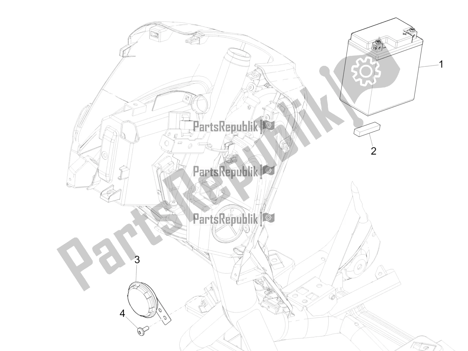 Todas las partes para Interruptores De Control Remoto - Batería - Bocina de Piaggio Medley 125 4T IE ABS 2019