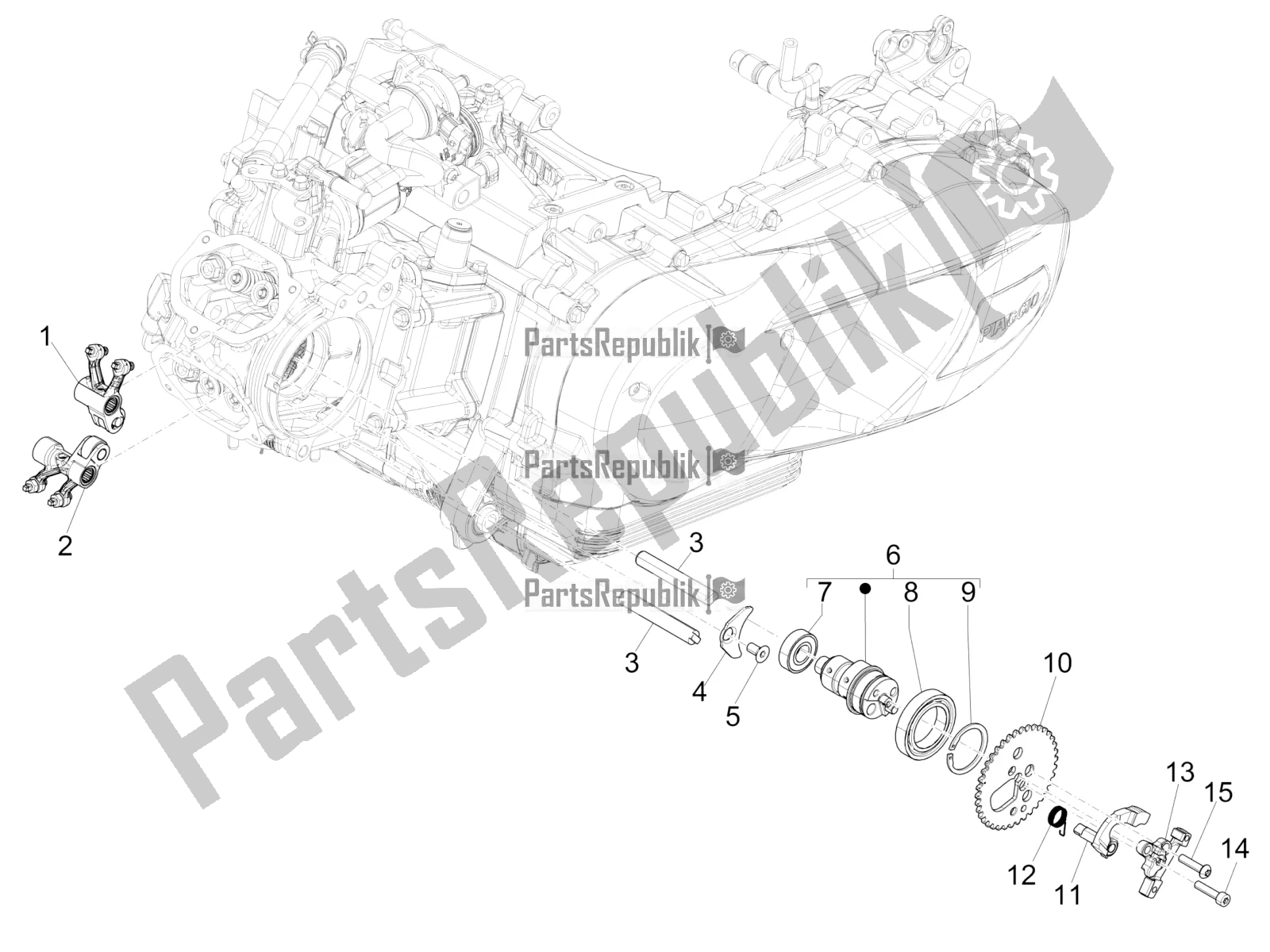 Toutes les pièces pour le Leviers à Bascule Support Unité du Piaggio Medley 125 4T IE ABS 2019