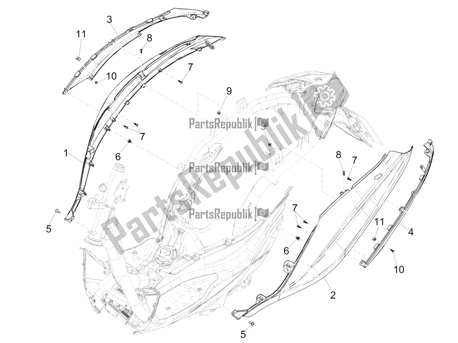 Toutes les pièces pour le Couvercle Latéral - Spoiler du Piaggio Medley 125 4T IE ABS 2019