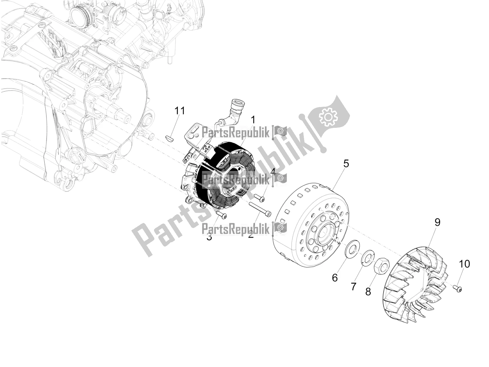 Toutes les pièces pour le Volant Magnéto du Piaggio Medley 125 4T IE ABS 2020