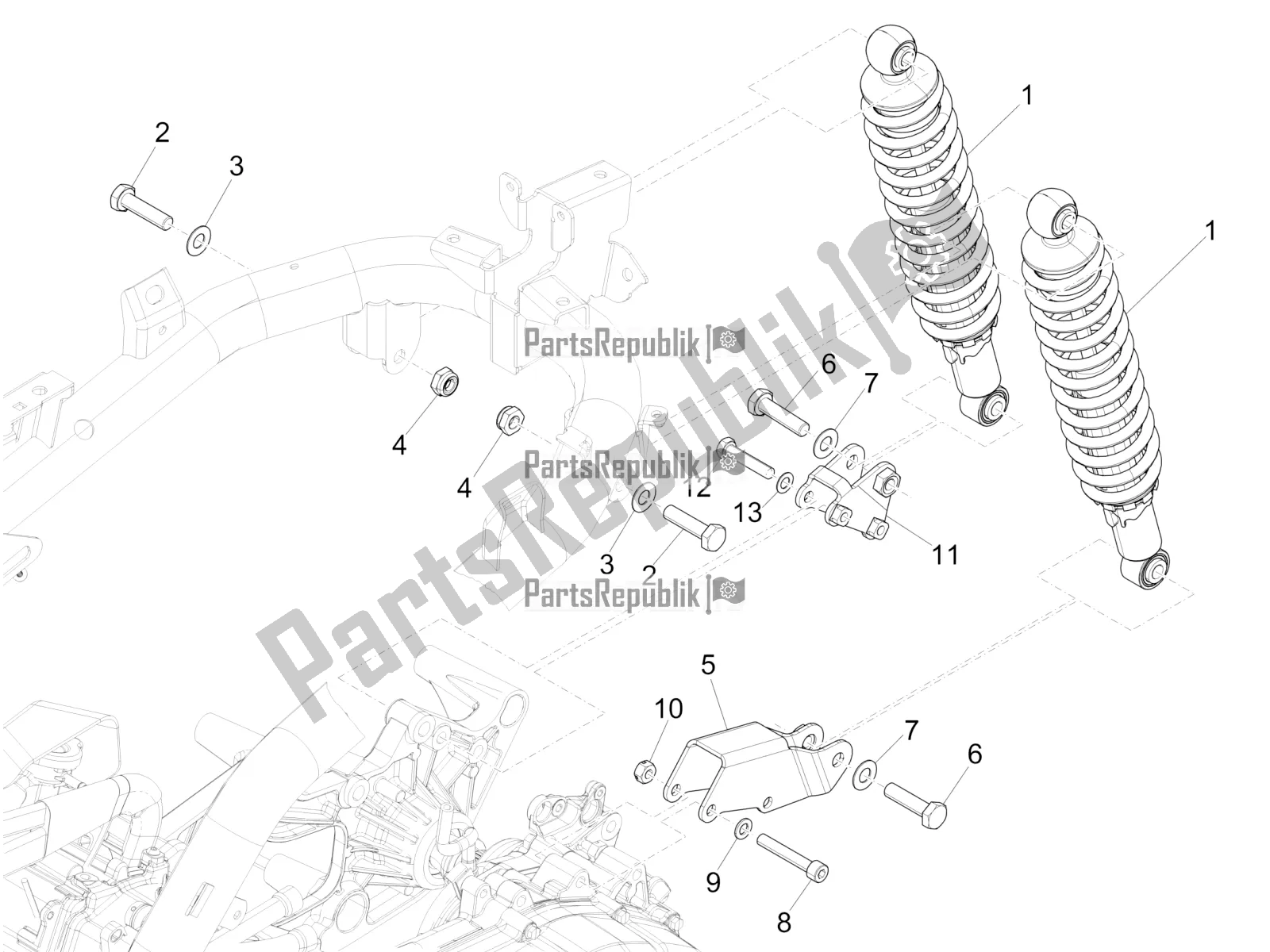 All parts for the Rear Suspension - Shock Absorber/s of the Piaggio Medley 125 4T IE ABS 2020