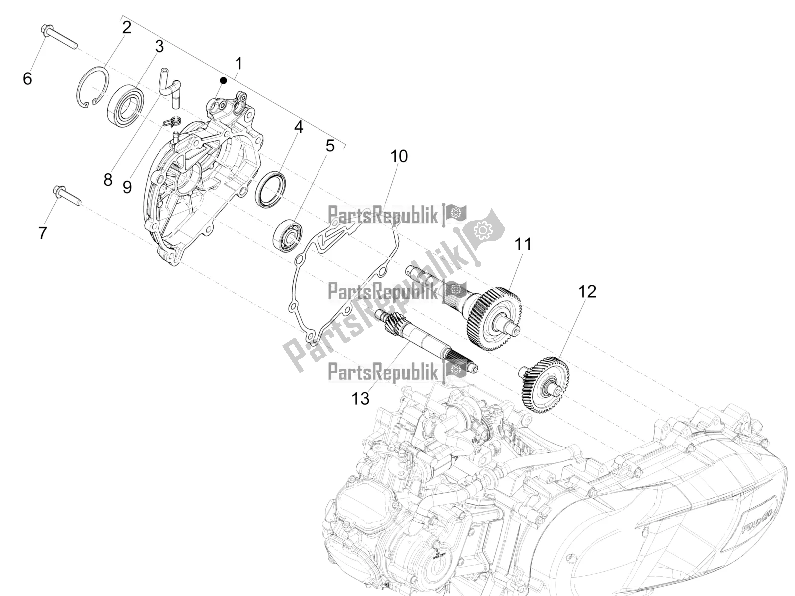 Tutte le parti per il Unità Di Riduzione del Piaggio Medley 125 4T IE ABS 2020