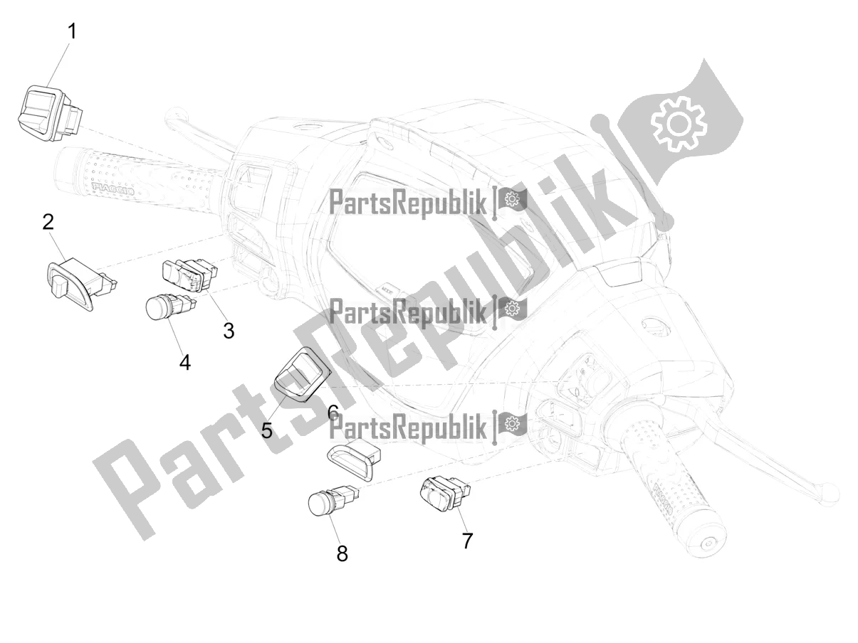 Tutte le parti per il Selettori - Interruttori - Pulsanti del Piaggio Medley 125 4T IE ABS 2020