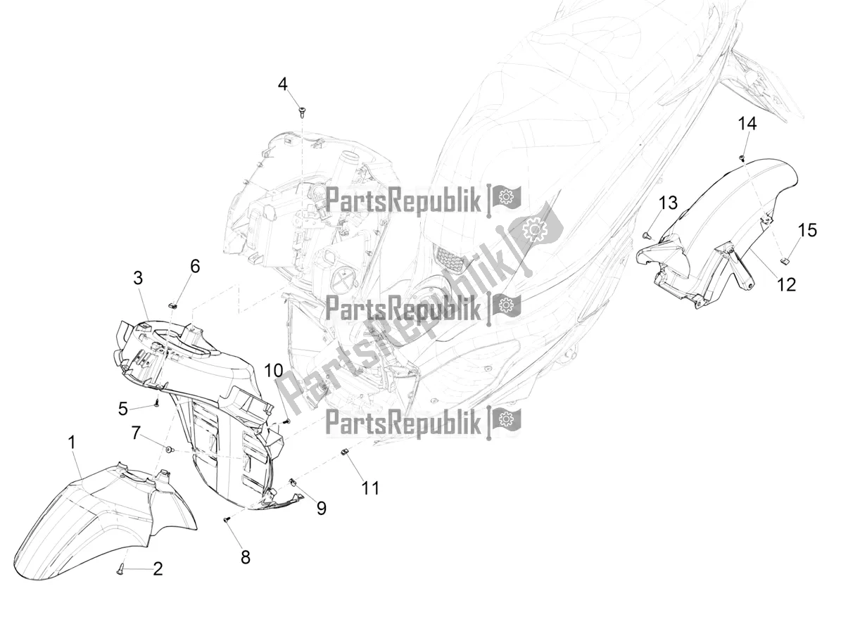 All parts for the Wheel Huosing - Mudguard of the Piaggio Medley 125 4T IE ABS 2020