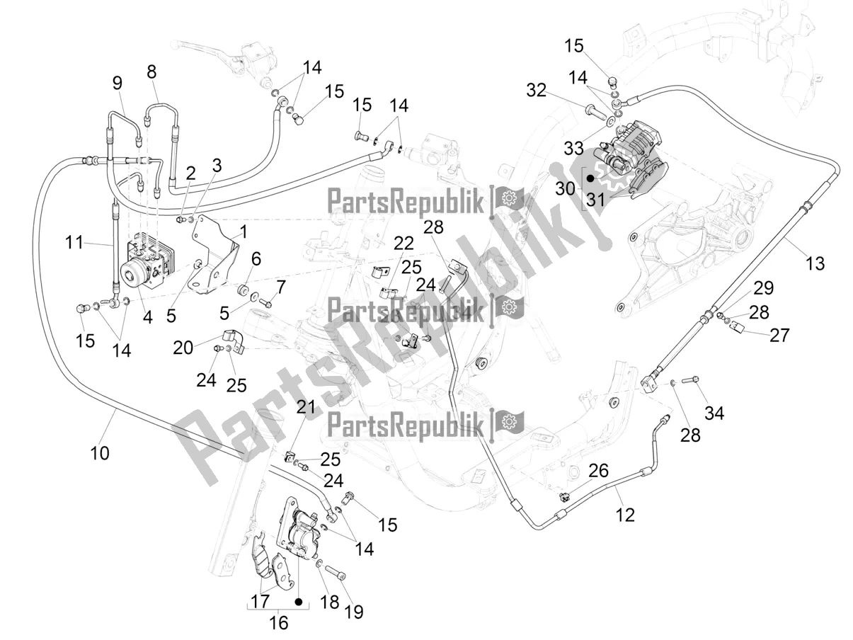 Toutes les pièces pour le Tuyaux De Freins - étriers (abs) du Piaggio Medley 125 4T IE ABS Apac 2020