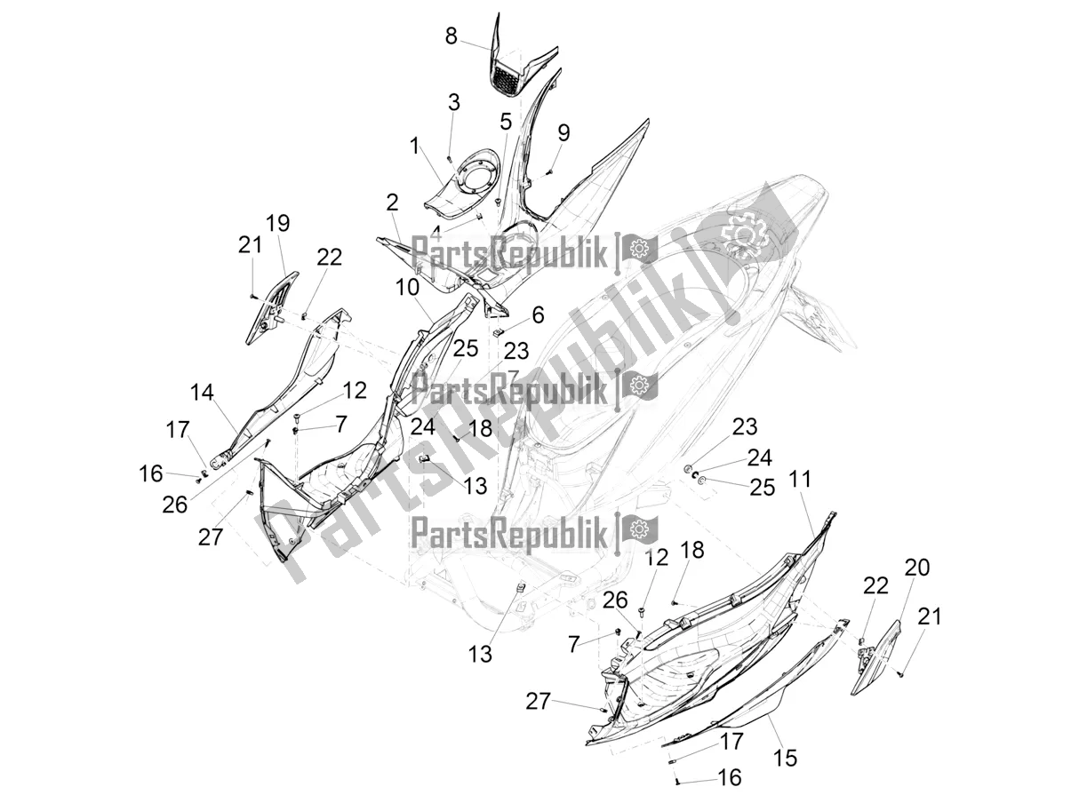 Toutes les pièces pour le Housse Centrale - Repose-pieds du Piaggio Medley 125 4T IE ABS Apac 2020