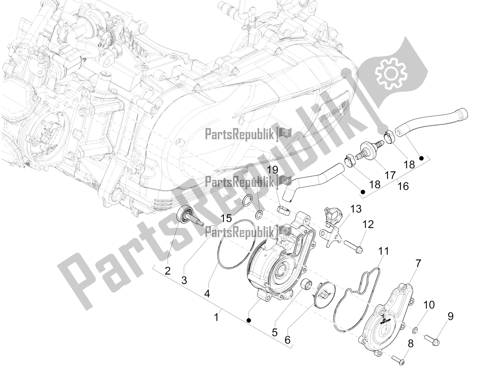 Todas las partes para Bomba De Enfriamiento de Piaggio Medley 125 4T IE ABS Apac 2020