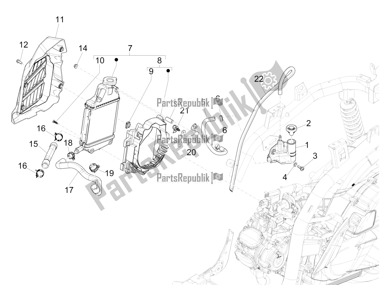 Todas las partes para Sistema De Refrigeración de Piaggio Medley 125 4T IE ABS Apac 2020