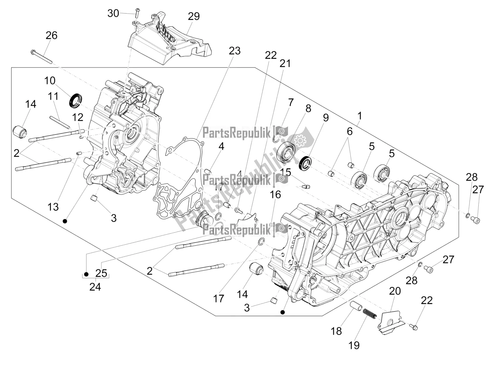 Toutes les pièces pour le Carter du Piaggio Medley 125 4T IE ABS Apac 2020