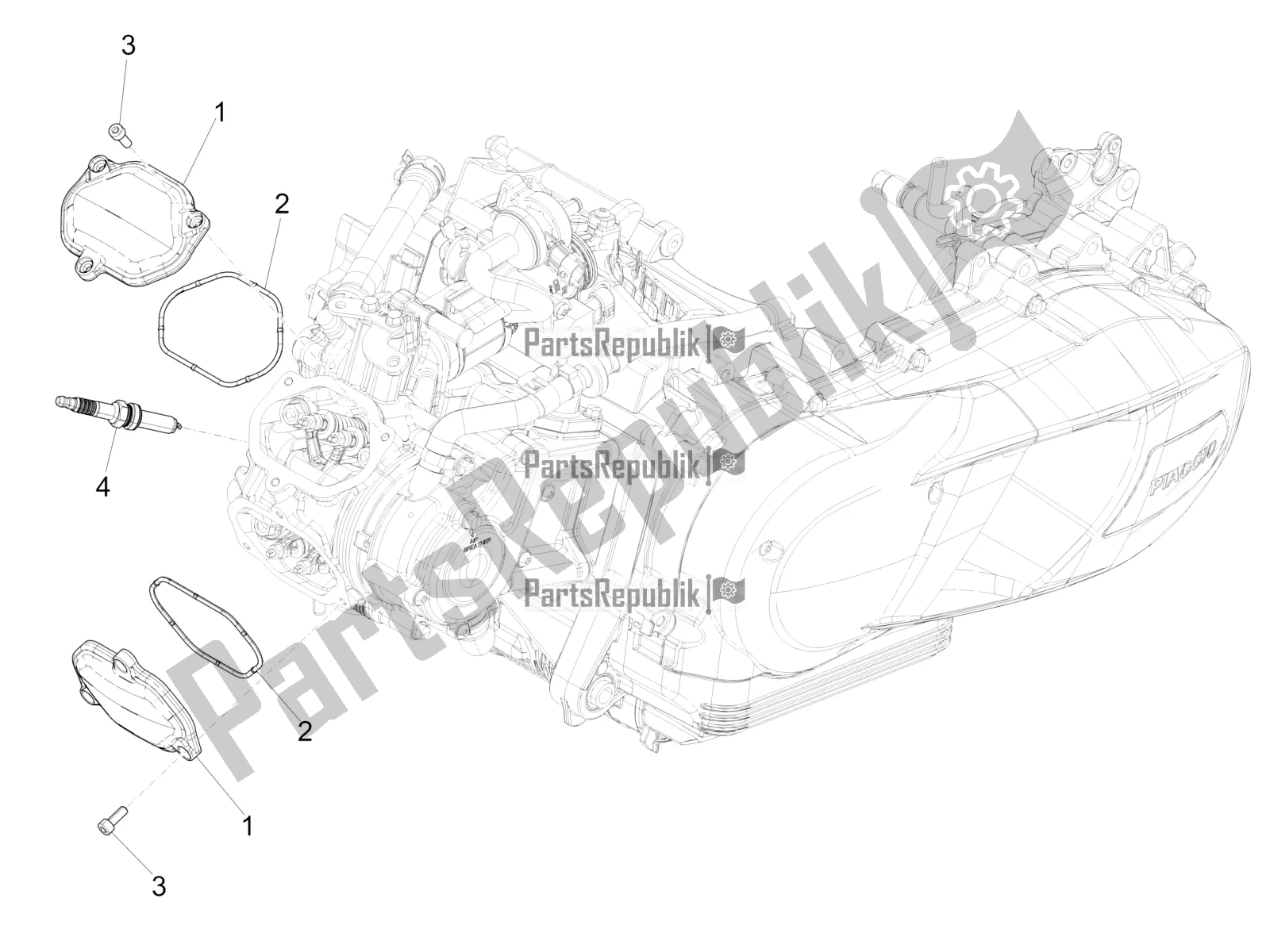 Toutes les pièces pour le Le Couvre-culasse du Piaggio Medley 125 4T IE ABS Apac 2020