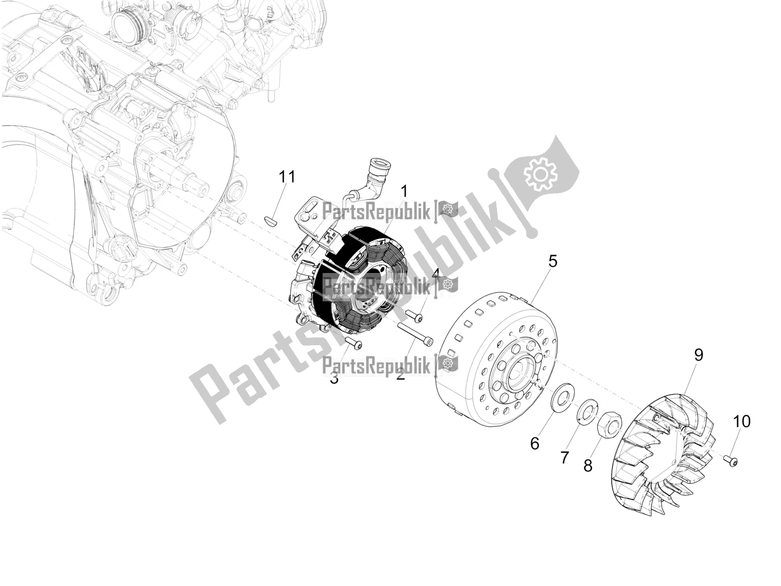 Toutes les pièces pour le Volant Magnéto du Piaggio Medley 125 4T IE ABS Apac 2020