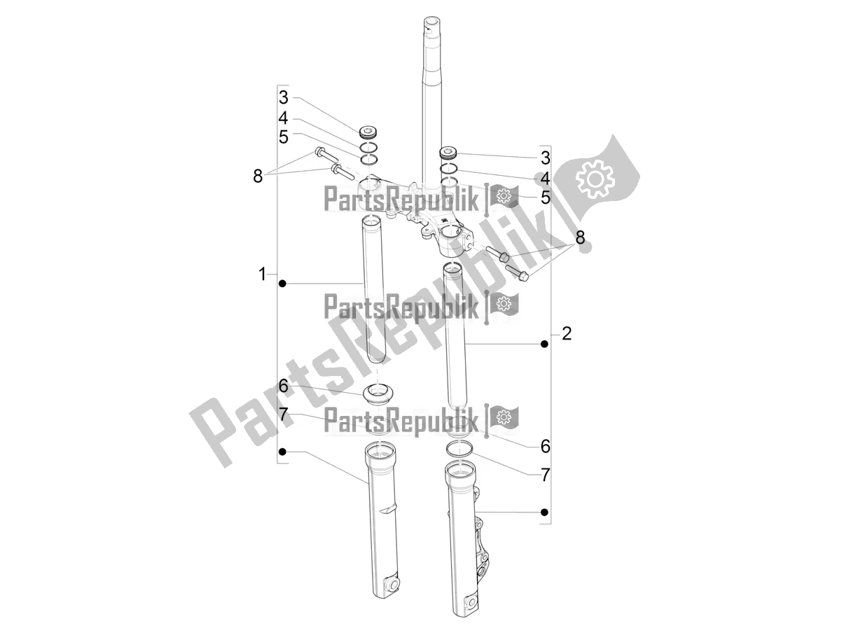 All parts for the Fork's Components (showa) of the Piaggio Medley 125 4T IE ABS Apac 2020