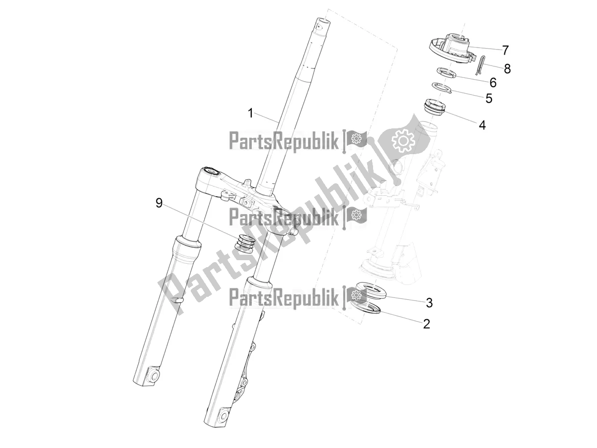 Todas las partes para Horquilla / Tubo De Dirección - Unidad De Rodamiento De Dirección de Piaggio Medley 125 4T IE ABS Apac 2020