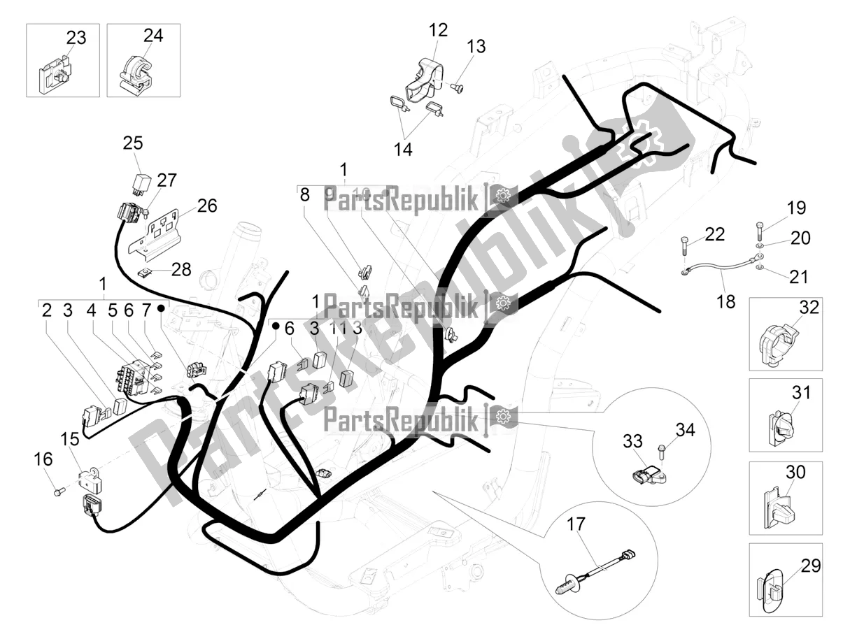 Toutes les pièces pour le Faisceau De Câbles Principal du Piaggio Medley 125 4T IE ABS Apac 2020