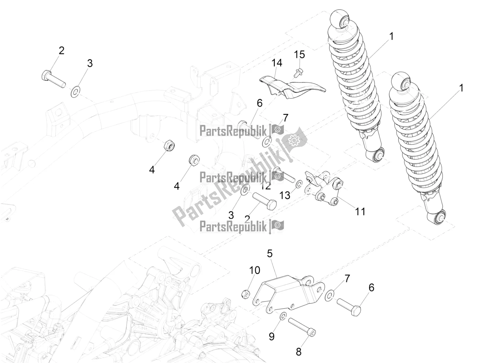 Toutes les pièces pour le Suspension Arrière - Amortisseur / S du Piaggio Medley 125 4T IE ABS Apac 2020