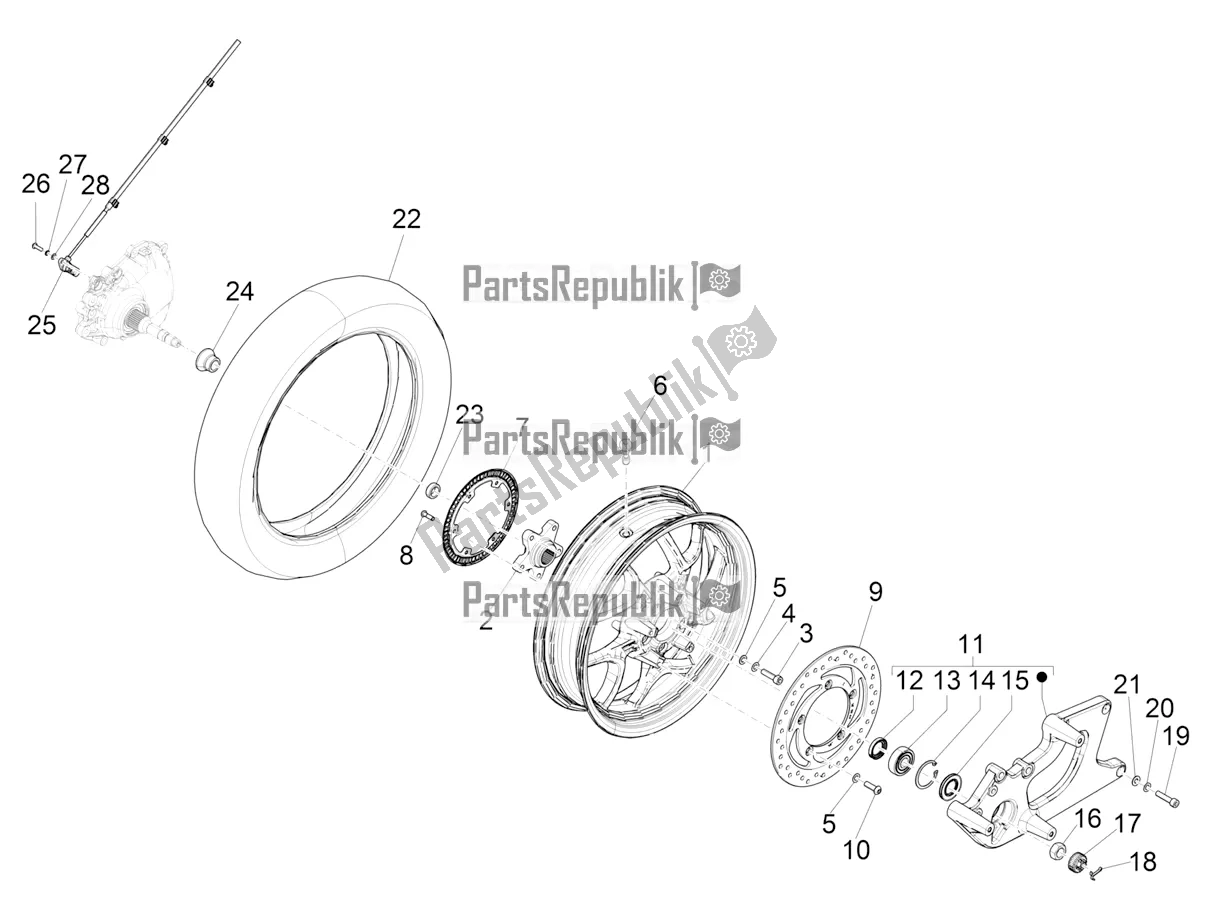 Todas las partes para Rueda Trasera de Piaggio Medley 125 4T IE ABS Apac 2020