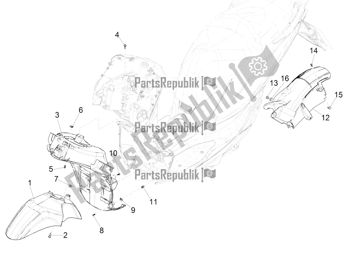 Todas las partes para Carcasa De La Rueda - Guardabarros de Piaggio Medley 125 4T IE ABS Apac 2020