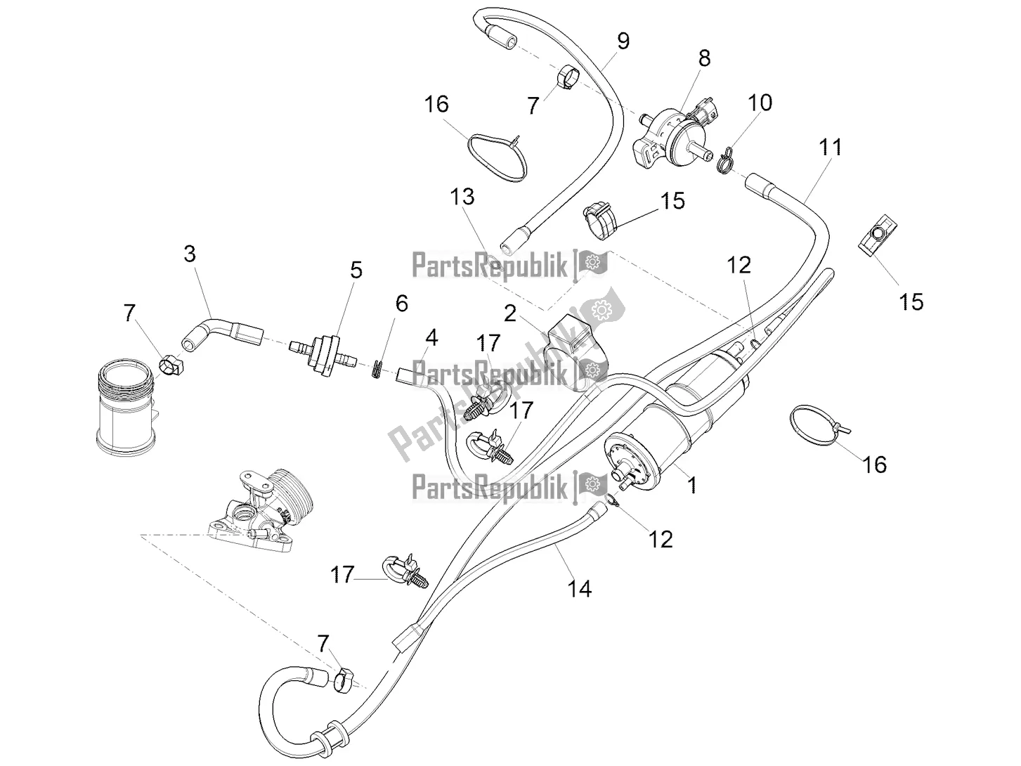 Toutes les pièces pour le Système Anti-percolation du Piaggio Medley 125 ABS 2021