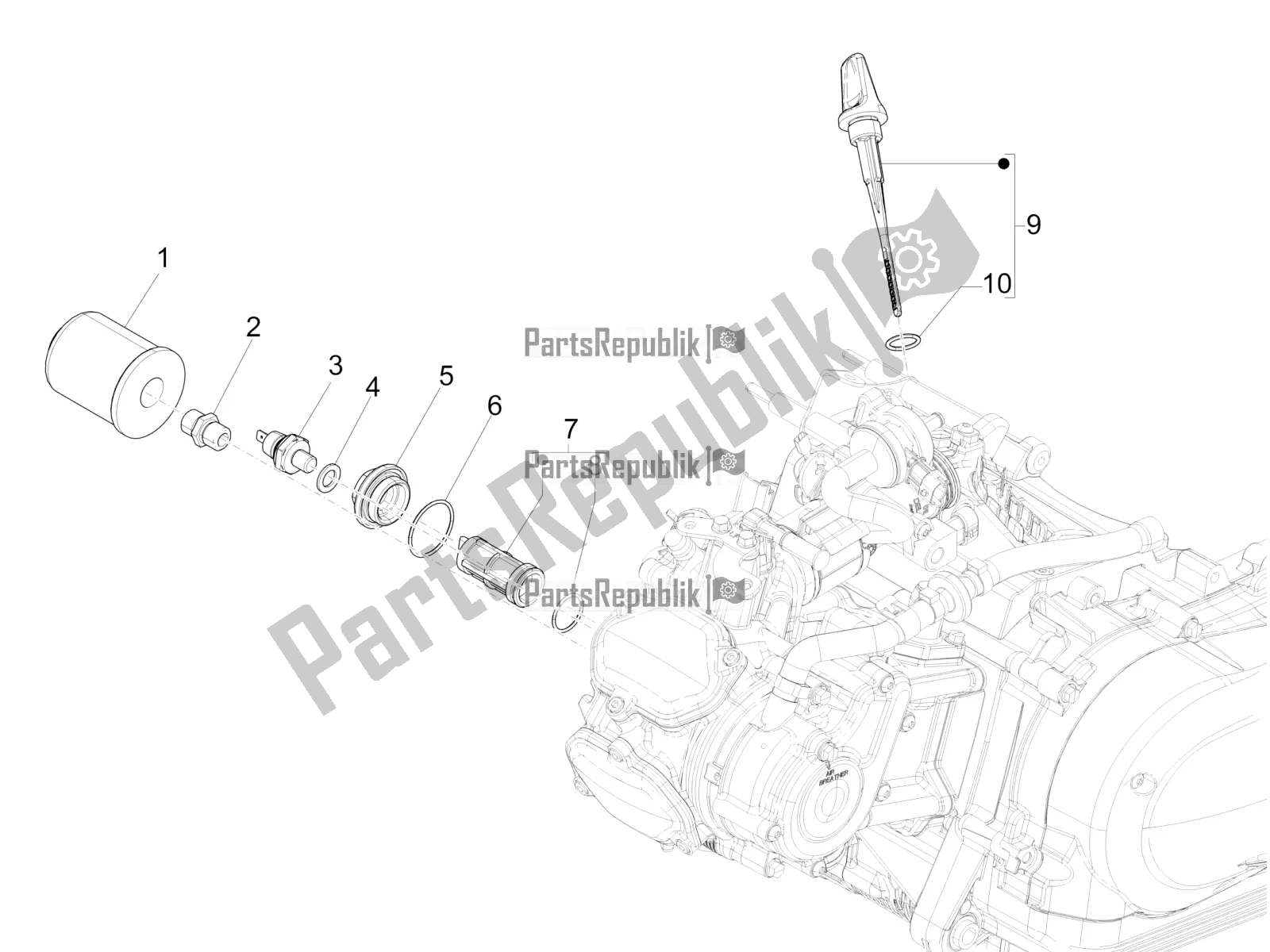 Toutes les pièces pour le Couvercle Magnéto Volant - Filtre à Huile du Piaggio Medley 125 ABS 2021