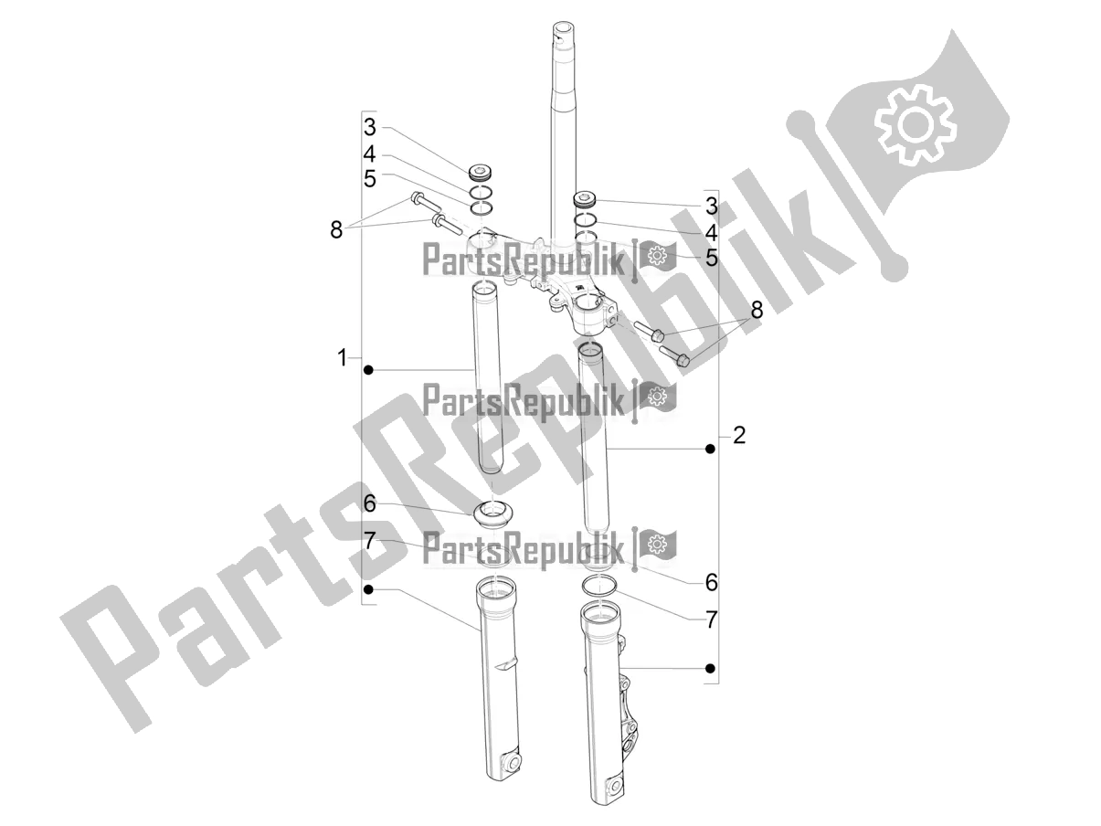 Tutte le parti per il Fork's Components (showa) del Piaggio Medley 125 ABS 2021