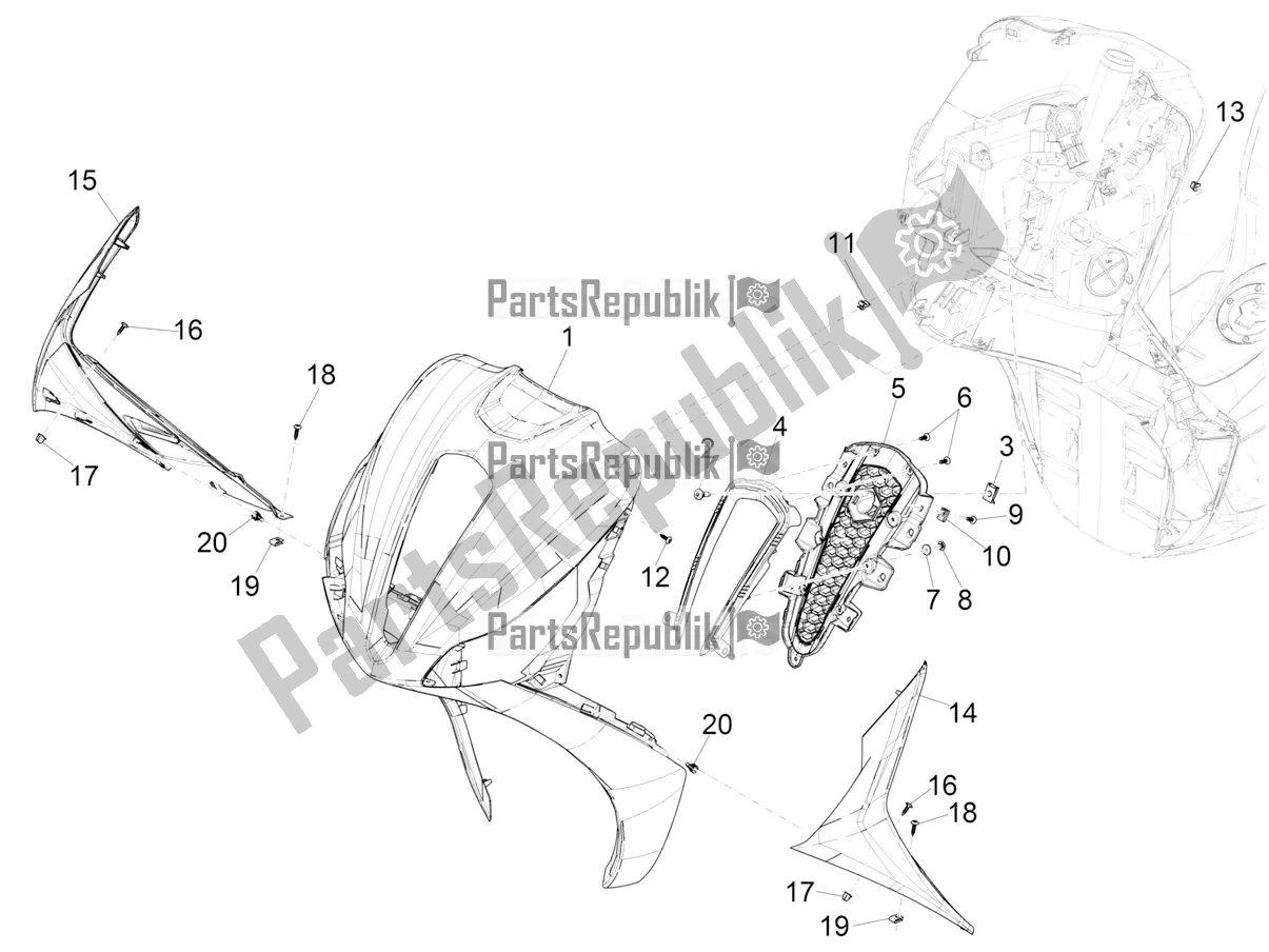 Toutes les pièces pour le Bouclier Avant du Piaggio Medley 125 ABS 2021