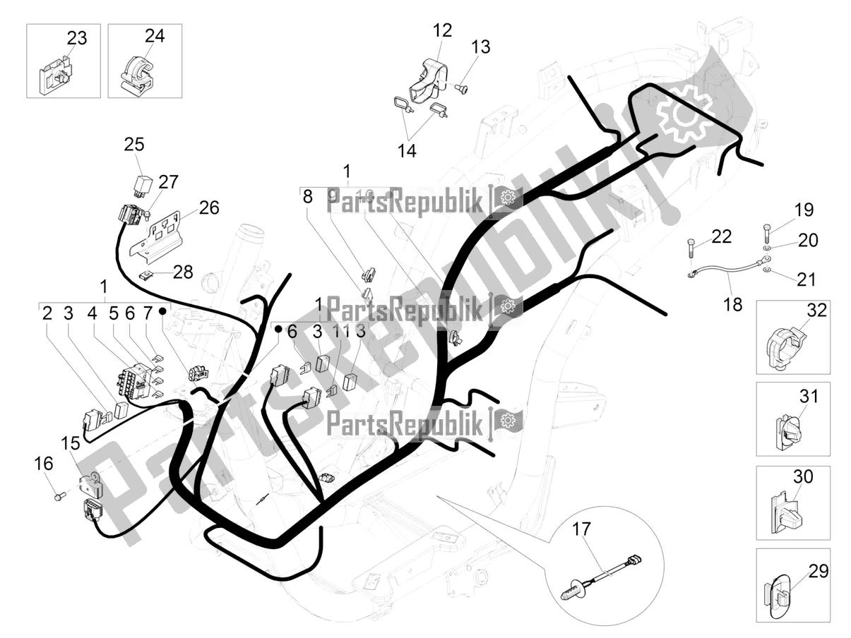 Toutes les pièces pour le Faisceau De Câbles Principal du Piaggio Medley 125 ABS 2021