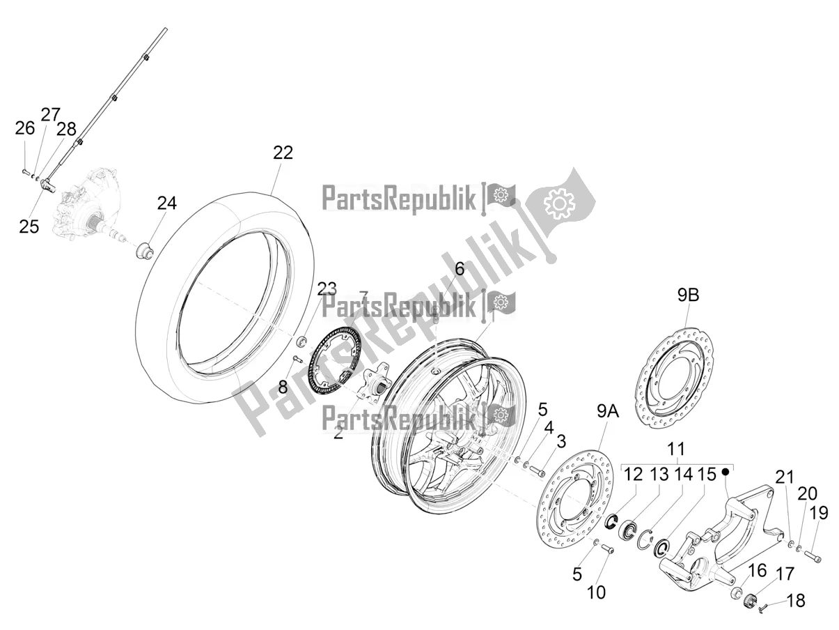 Toutes les pièces pour le Roue Arrière du Piaggio Medley 125 ABS 2021