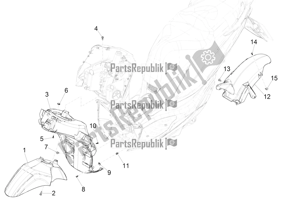 Toutes les pièces pour le Logement De Roue - Garde-boue du Piaggio Medley 125 ABS 2021