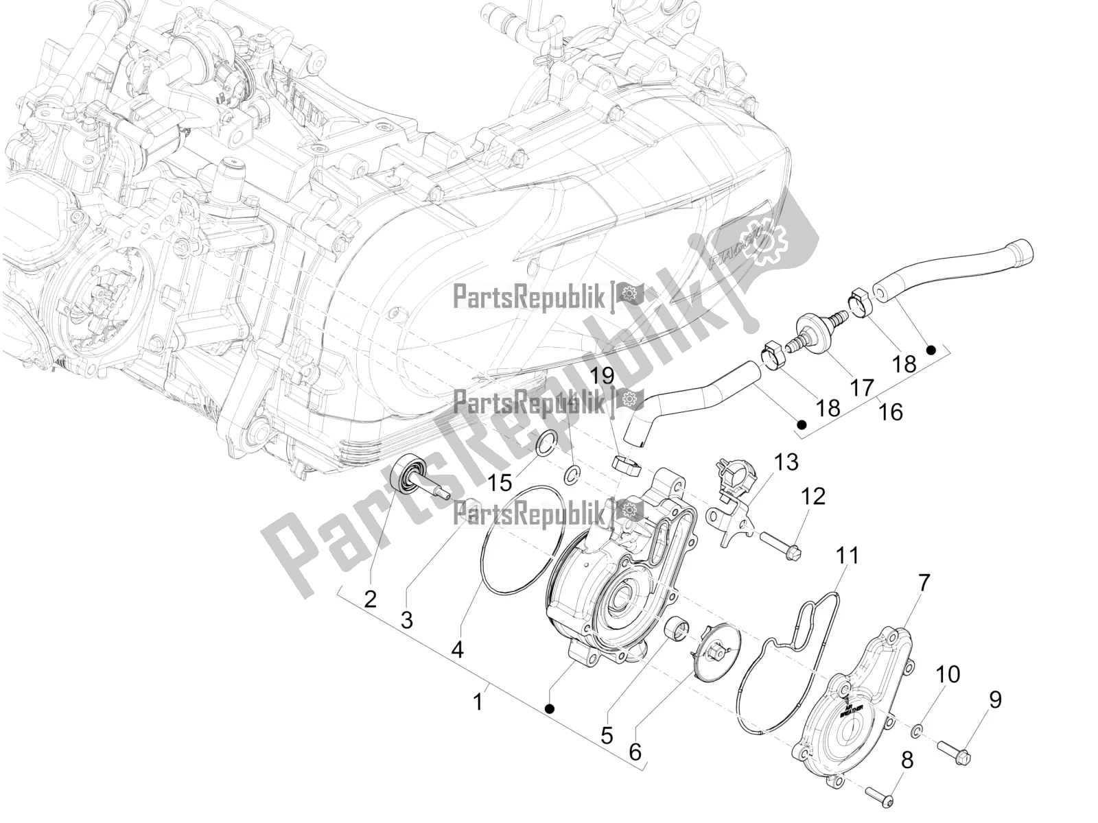 Todas las partes para Bomba De Enfriamiento de Piaggio Medley 125 ABS 2022