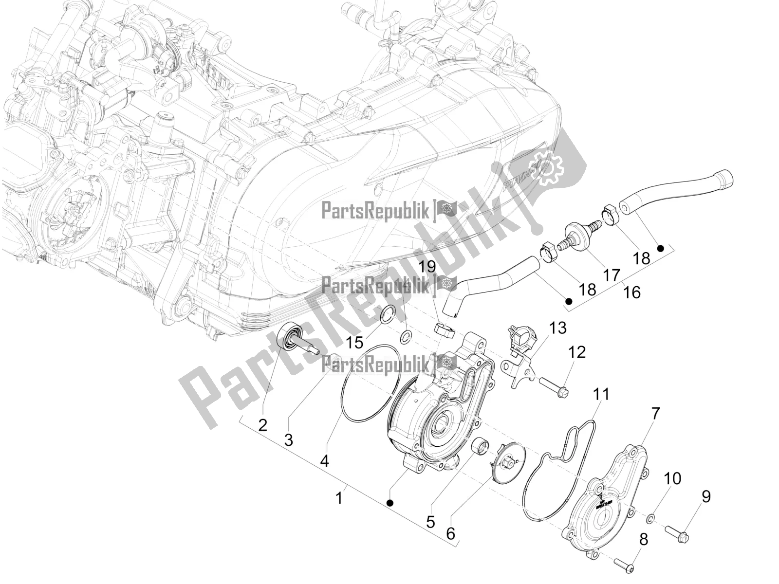 Todas las partes para Bomba De Enfriamiento de Piaggio Medley 125 ABS 2022