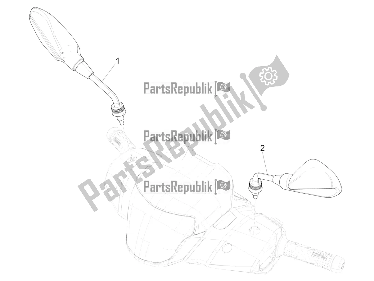 All parts for the Driving Mirror/s of the Piaggio Medley 125 ABS 2022