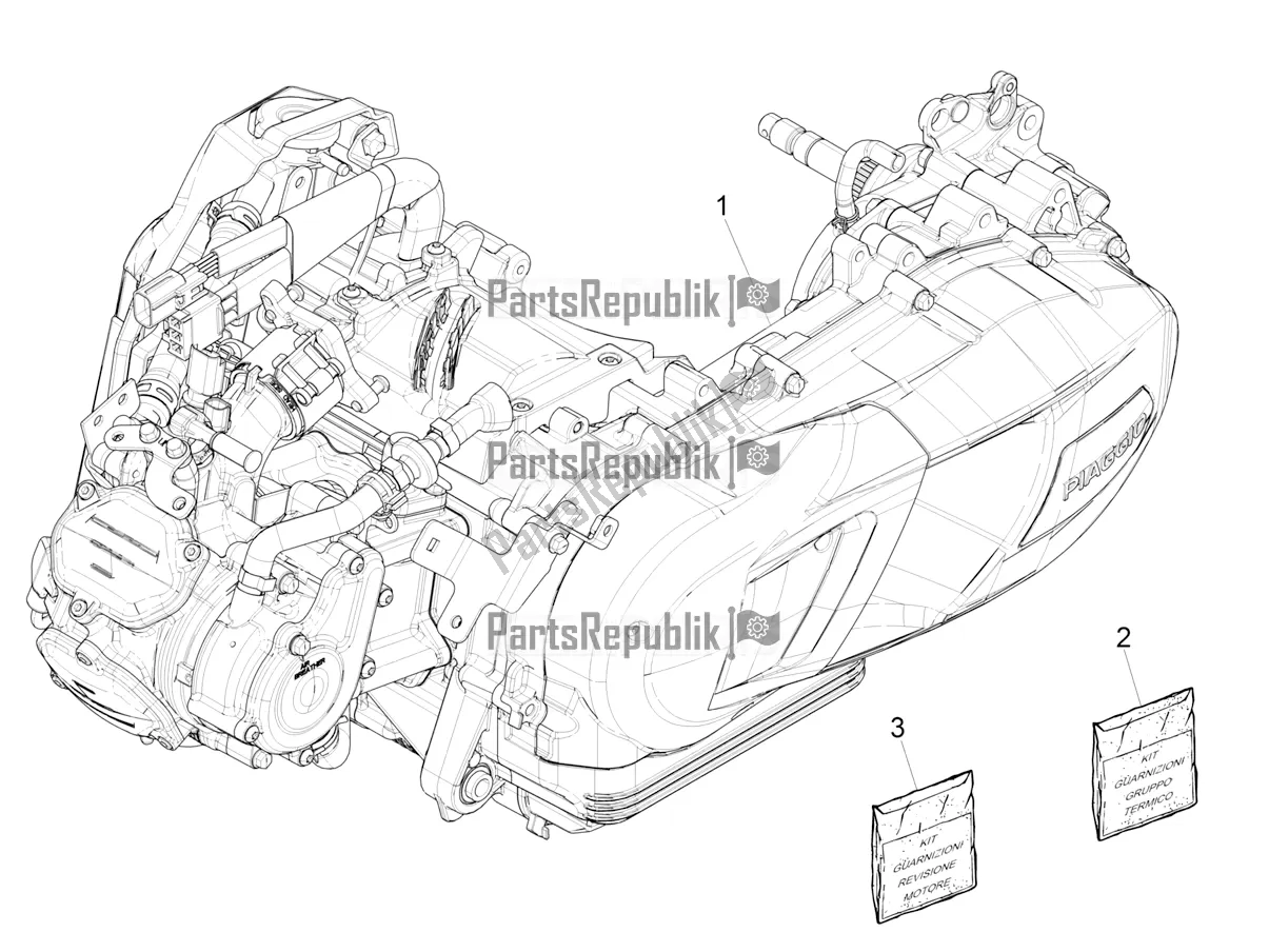 Alle onderdelen voor de Motor Assemblage van de Piaggio Medley 125 ABS 2022