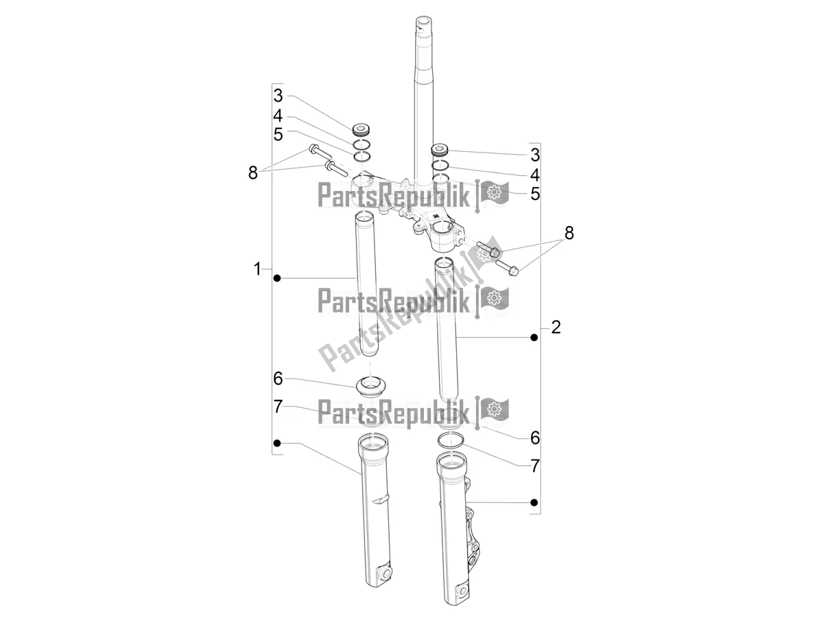 All parts for the Fork's Components (showa) of the Piaggio Medley 125 ABS 2022