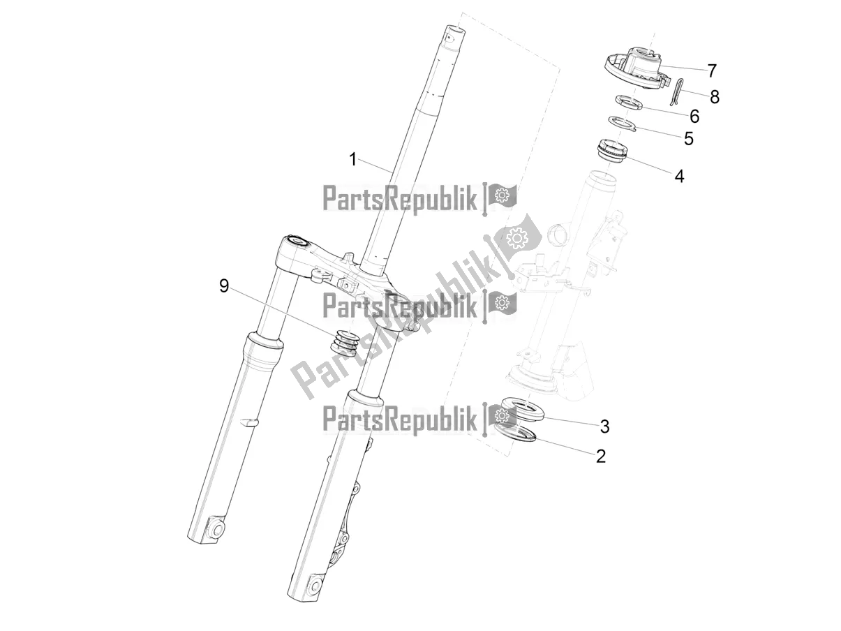 All parts for the Fork/steering Tube - Steering Bearing Unit of the Piaggio Medley 125 ABS 2022