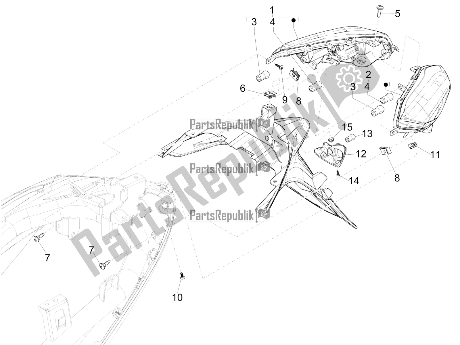 All parts for the Rear Headlamps - Turn Signal Lamps of the Piaggio Medley 125 ABS 2022