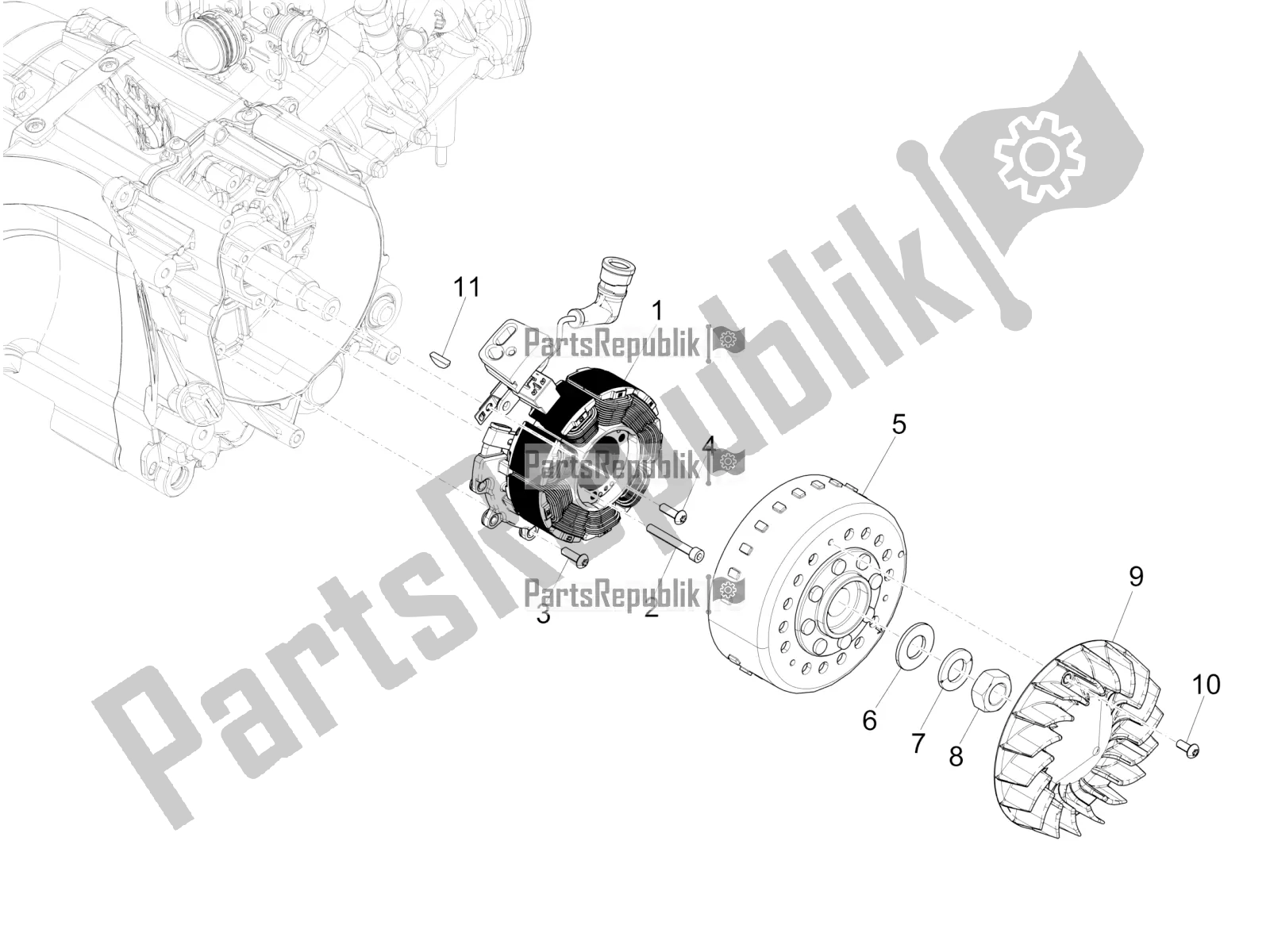 Todas las partes para Volante Magneto de Piaggio Medley 125 ABS Apac 2021