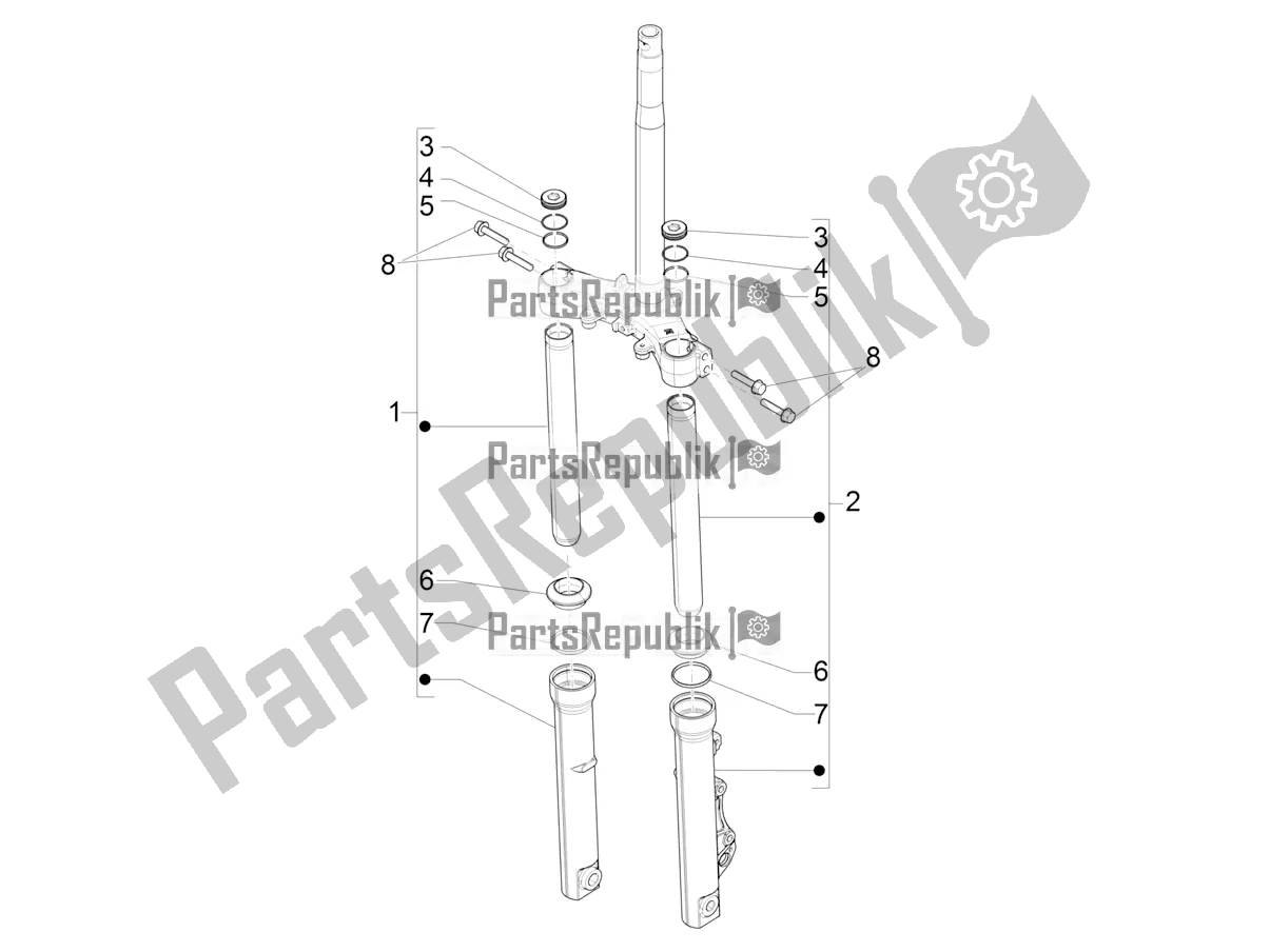 Toutes les pièces pour le Fork's Components (showa) du Piaggio Medley 125 ABS Apac 2021