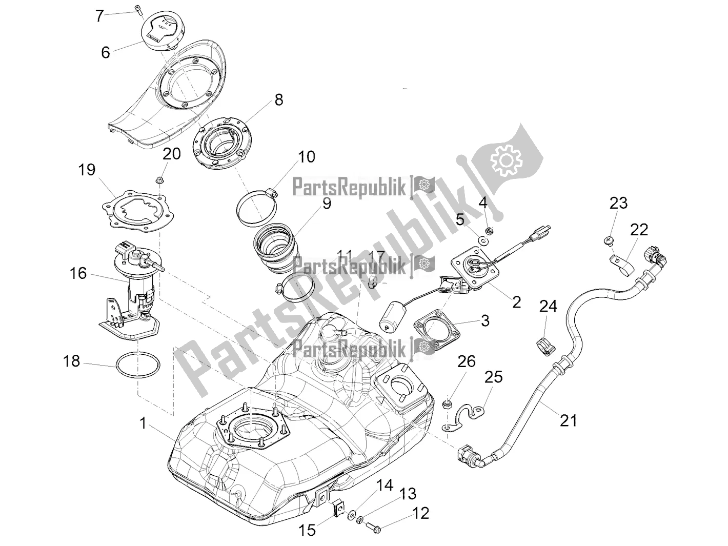 Toutes les pièces pour le Réservoir D'essence du Piaggio Medley 125 ABS Apac 2021