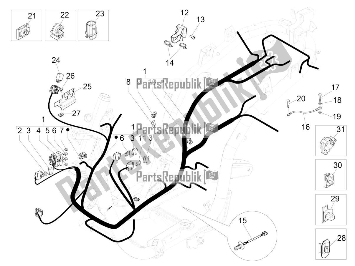 Todas las partes para Mazo De Cables Principal de Piaggio Medley 125 ABS Apac 2021