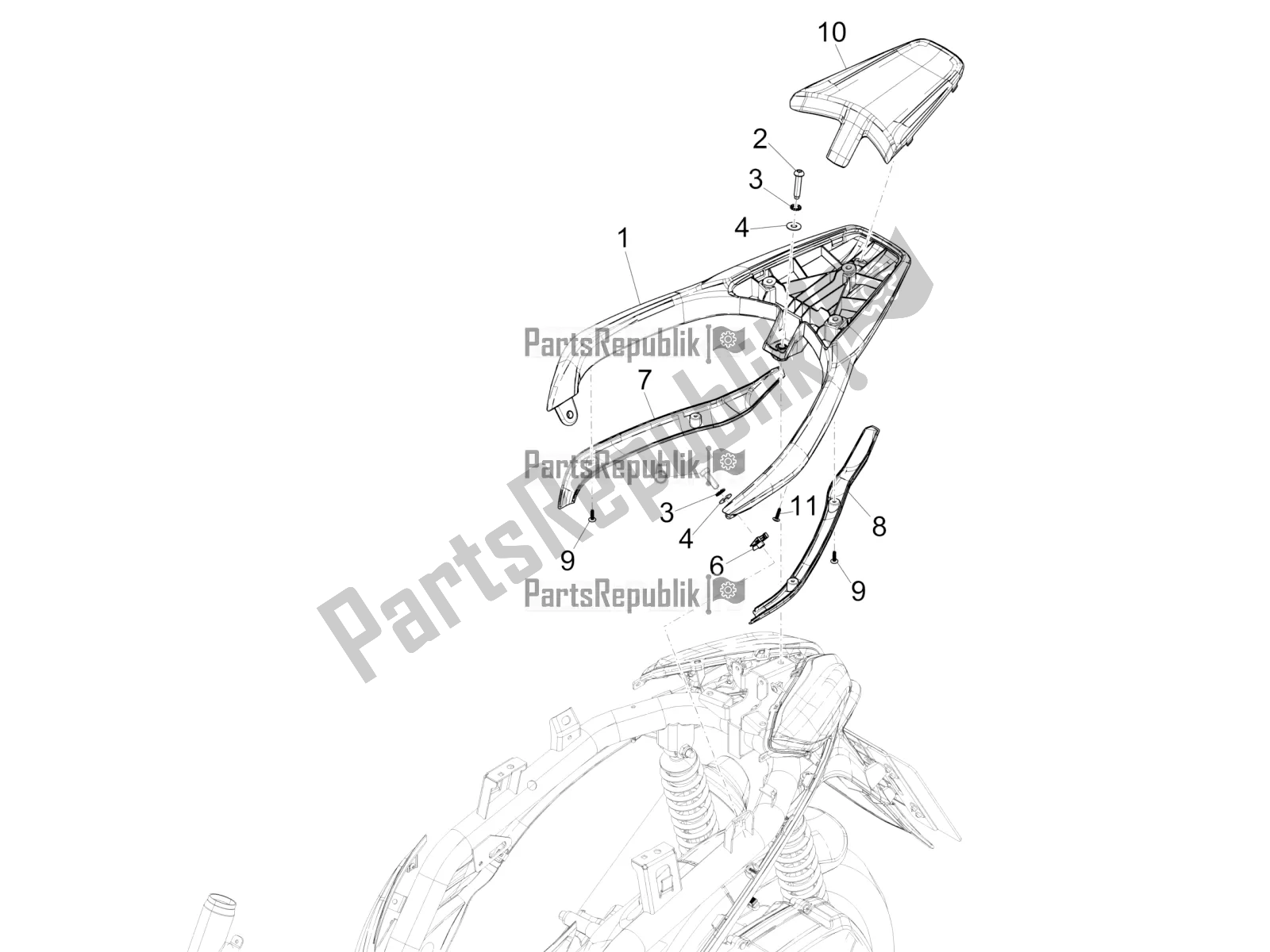 Todas las partes para Portaequipajes Trasero de Piaggio Medley 125 ABS Apac 2021