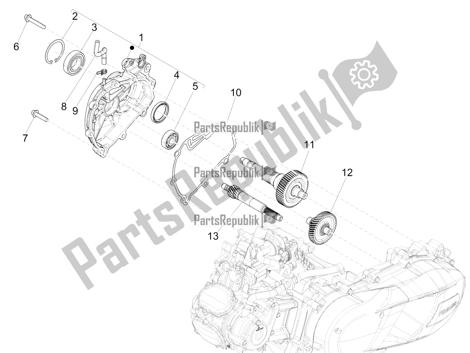 Todas las partes para Unidad De Reducción de Piaggio Medley 125 ABS Apac 2021