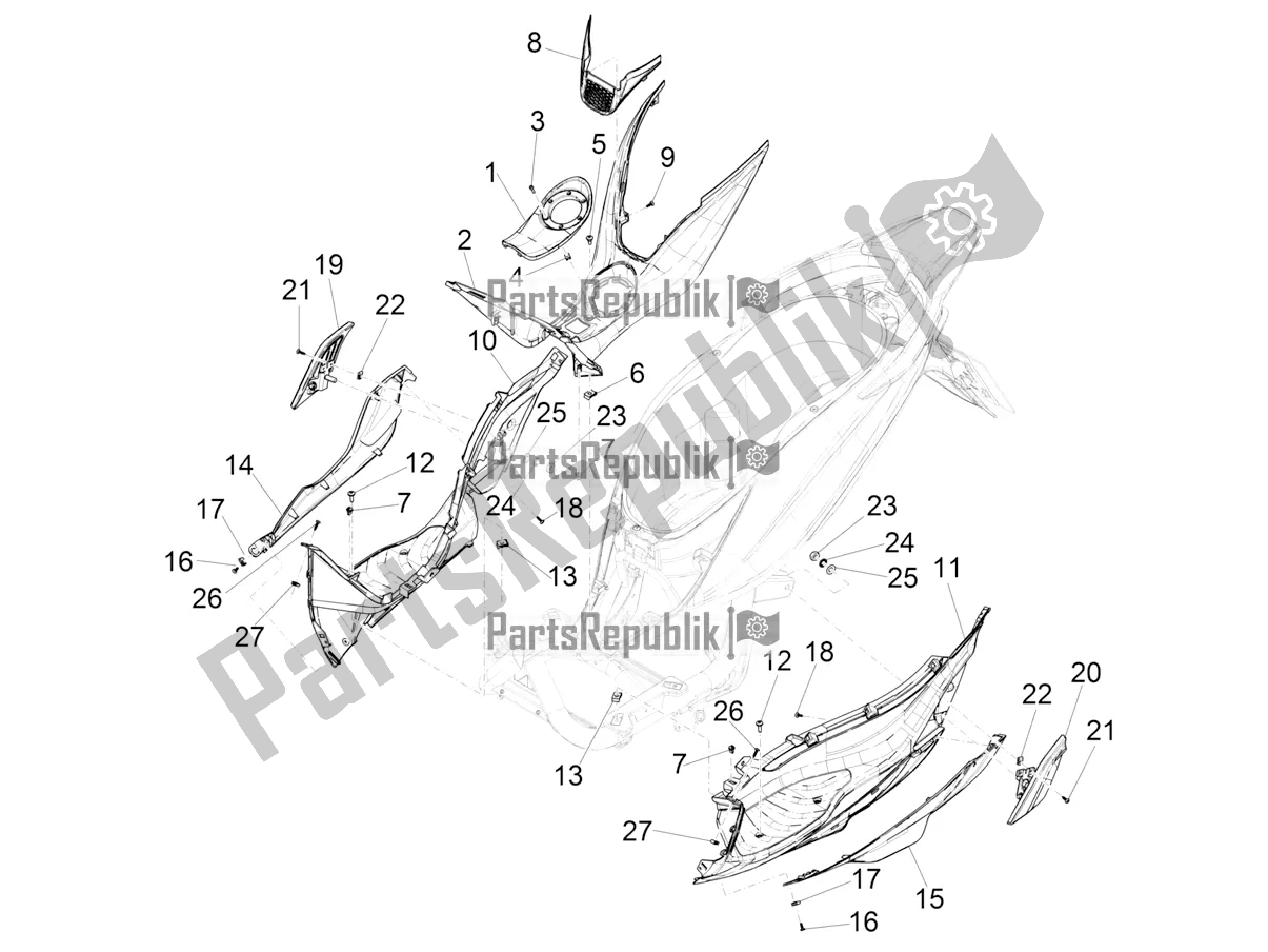 Todas las partes para Cubierta Central - Reposapiés de Piaggio Medley 125 ABS Apac 2022