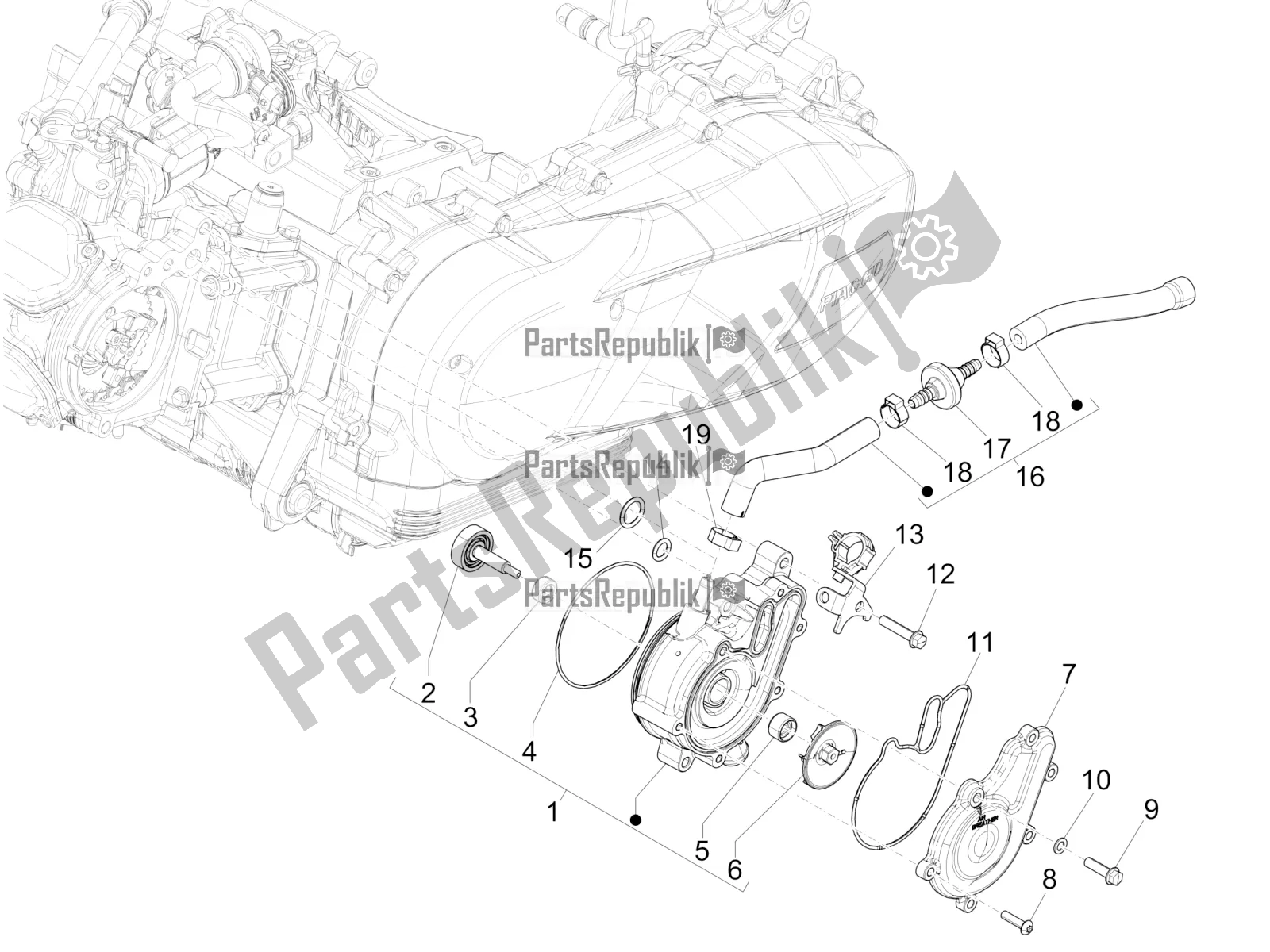 Todas las partes para Bomba De Enfriamiento de Piaggio Medley 125 ABS Apac 2022