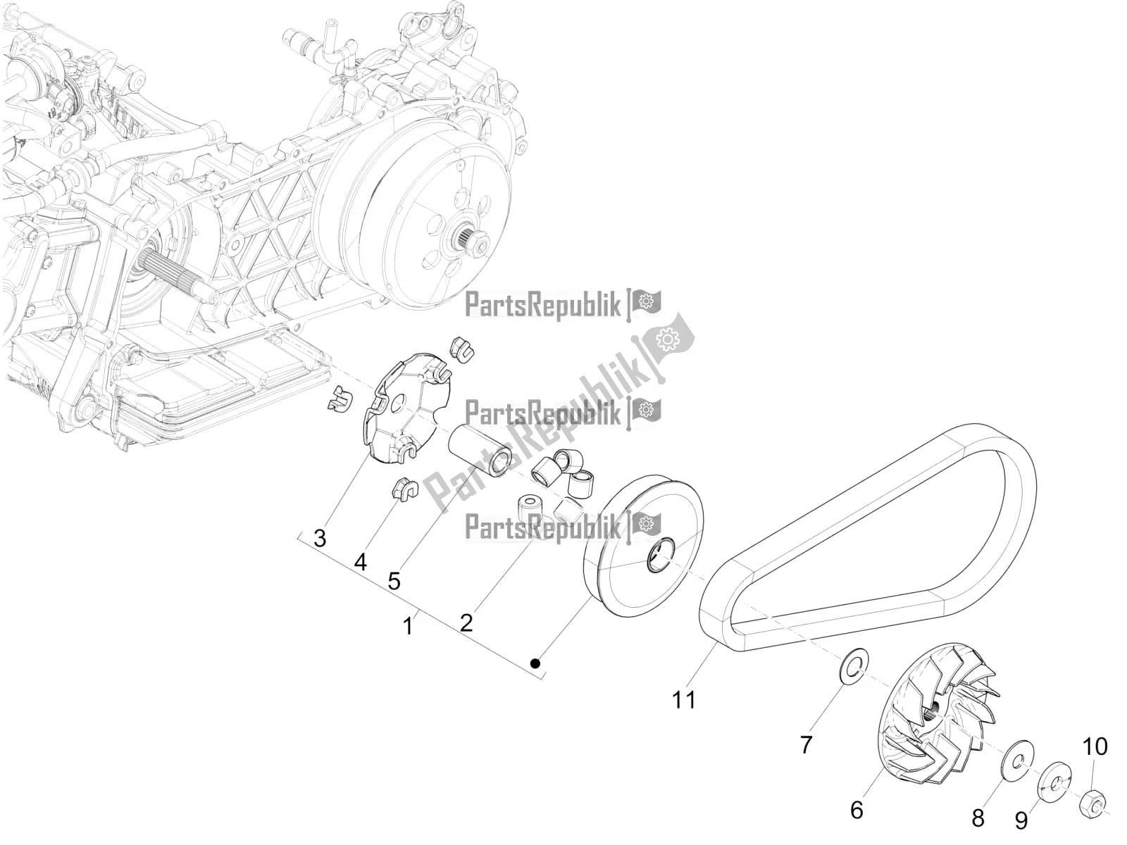 Todas las partes para Polea Motriz de Piaggio Medley 125 ABS Apac 2022