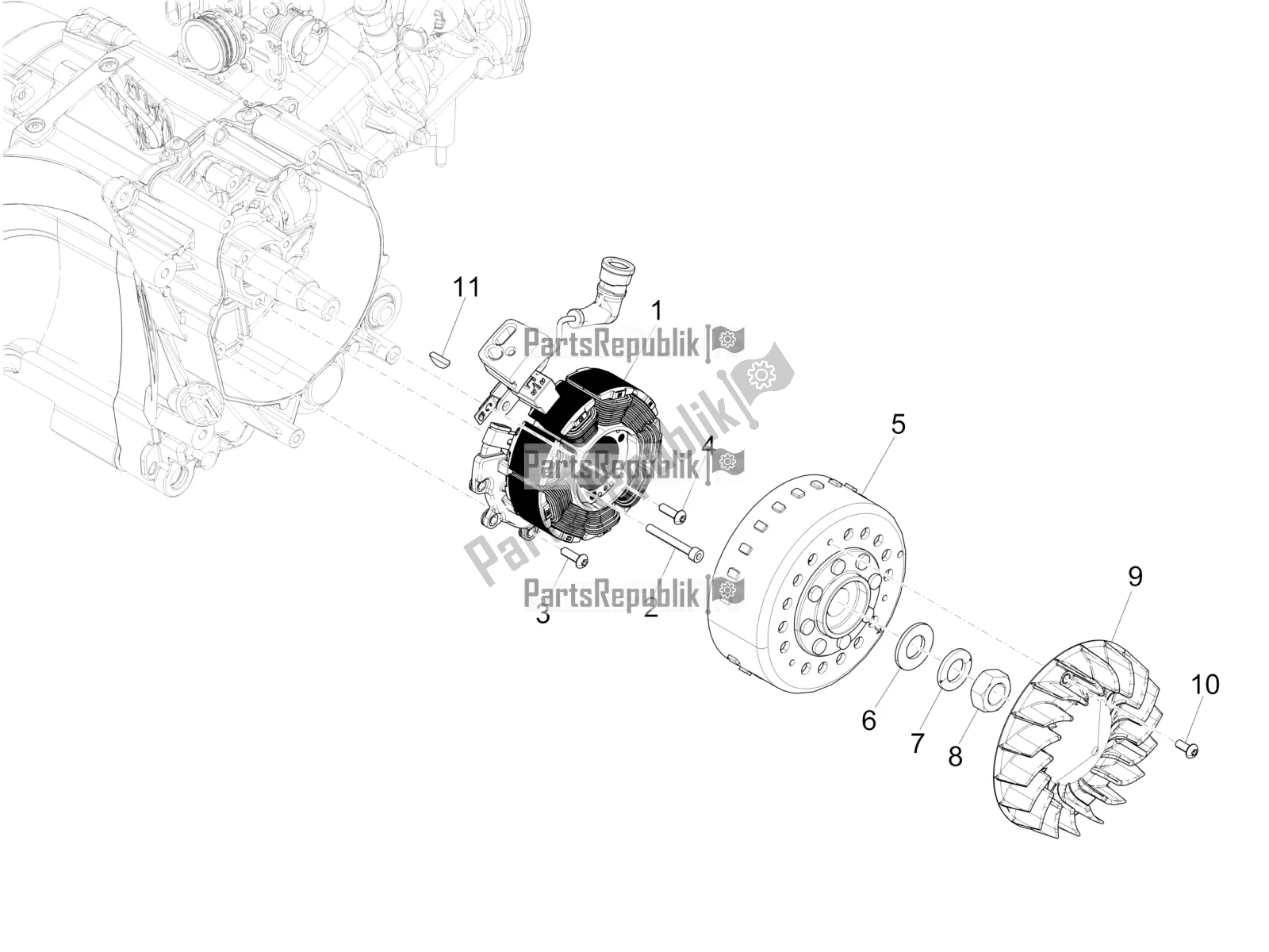 Tutte le parti per il Volano Magneto del Piaggio Medley 125 ABS Apac 2022