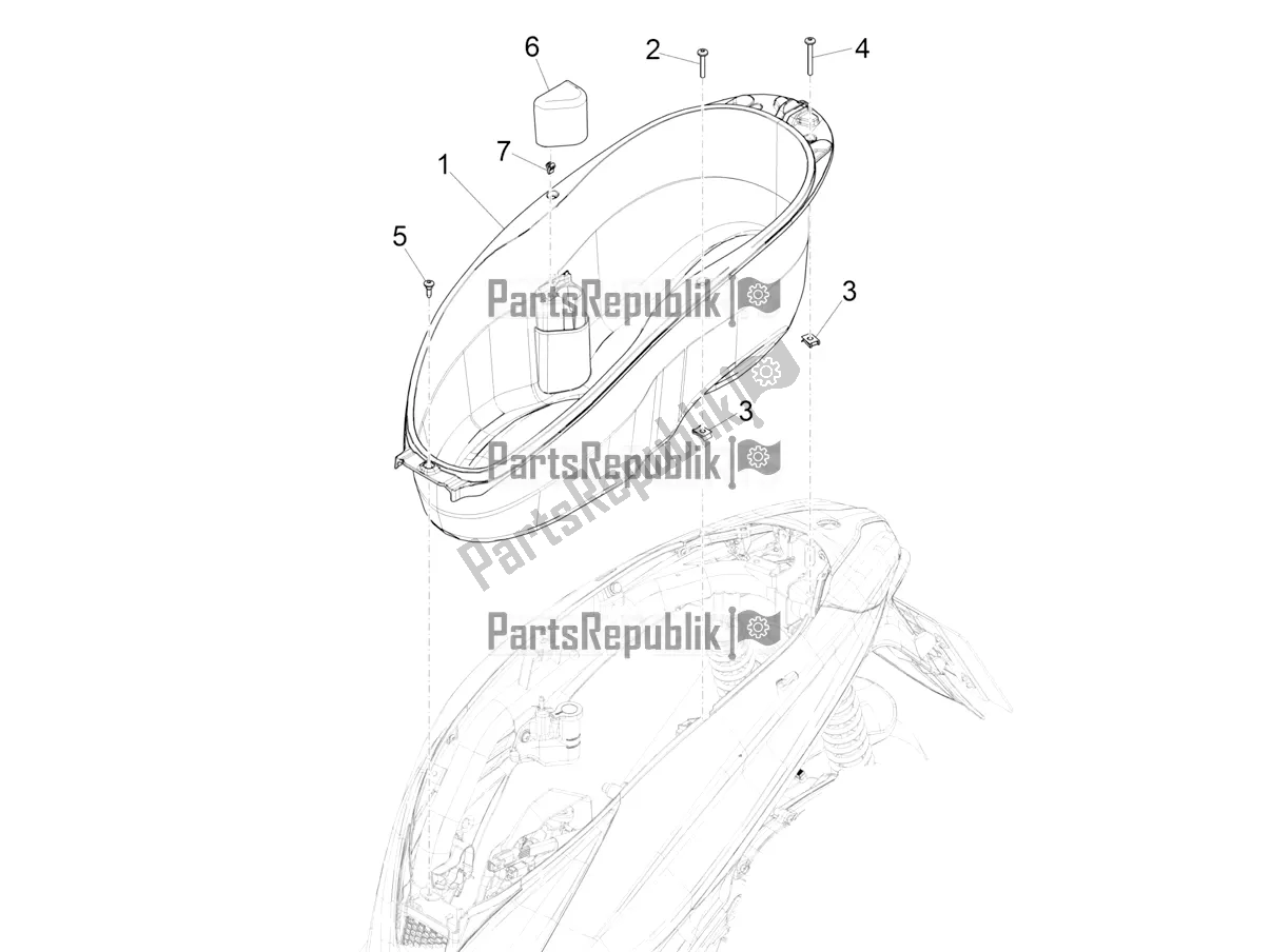Todas las partes para Carcasa Del Casco - Debajo Del Sillín de Piaggio Medley 125 ABS Apac 2022