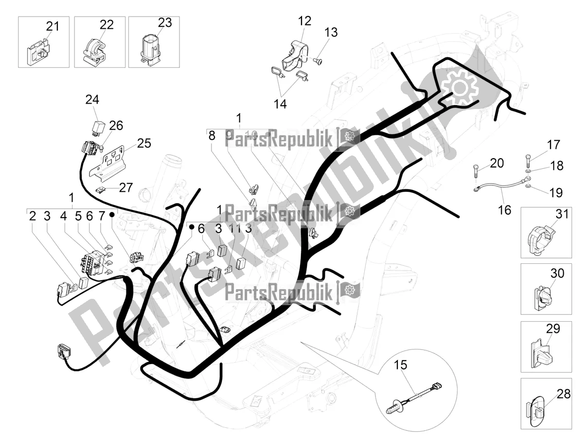 Toutes les pièces pour le Faisceau De Câbles Principal du Piaggio Medley 125 ABS Apac 2022