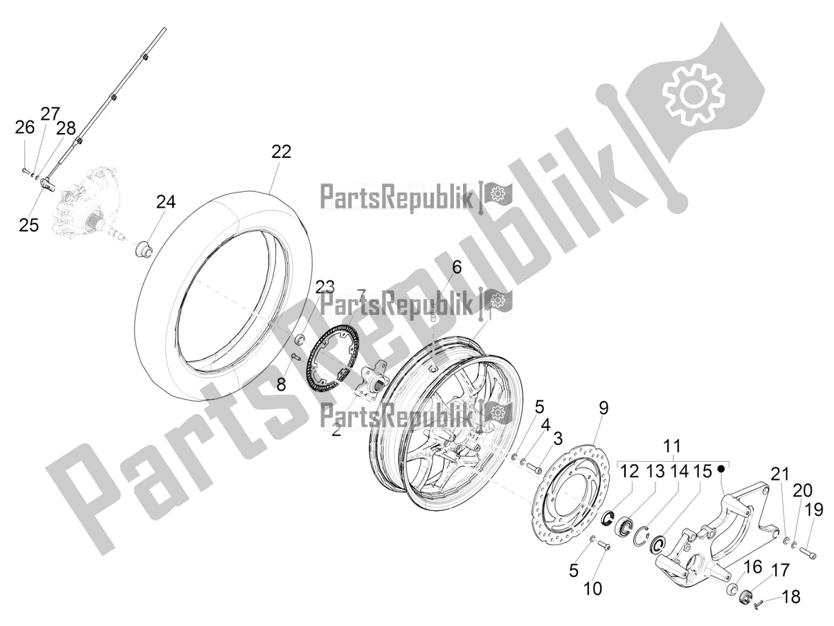 Todas las partes para Rueda Trasera de Piaggio Medley 125 ABS Apac 2022