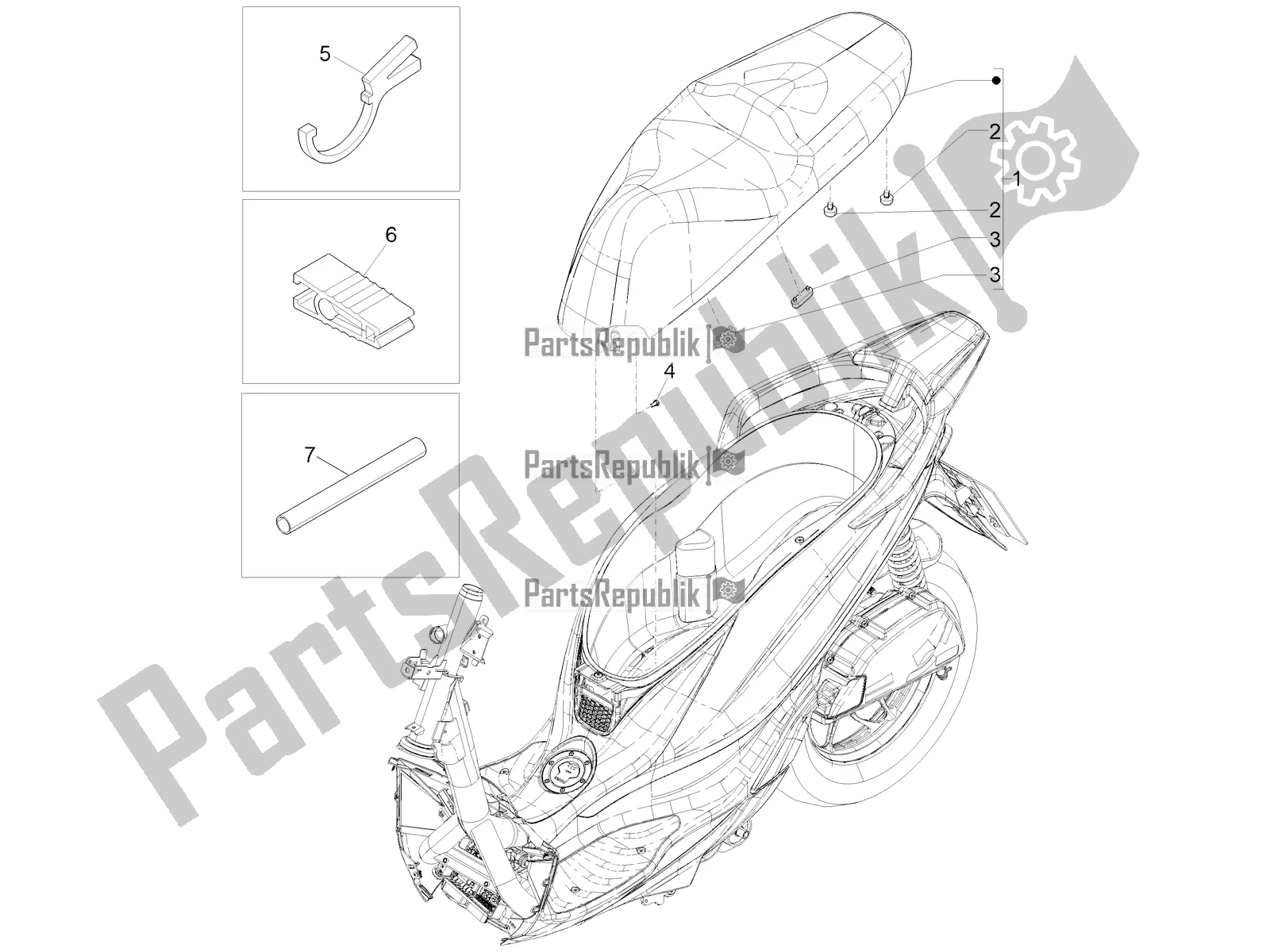 Alle onderdelen voor de Zadel / Stoelen van de Piaggio Medley 125 ABS Apac 2022